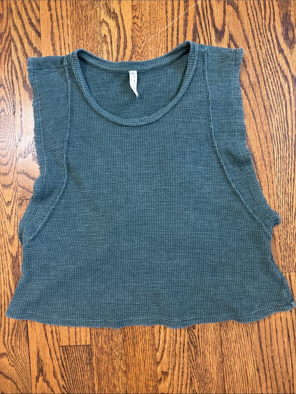 Free People Movement Olive Waffle Knit Open Back Tank Top S Athleisure